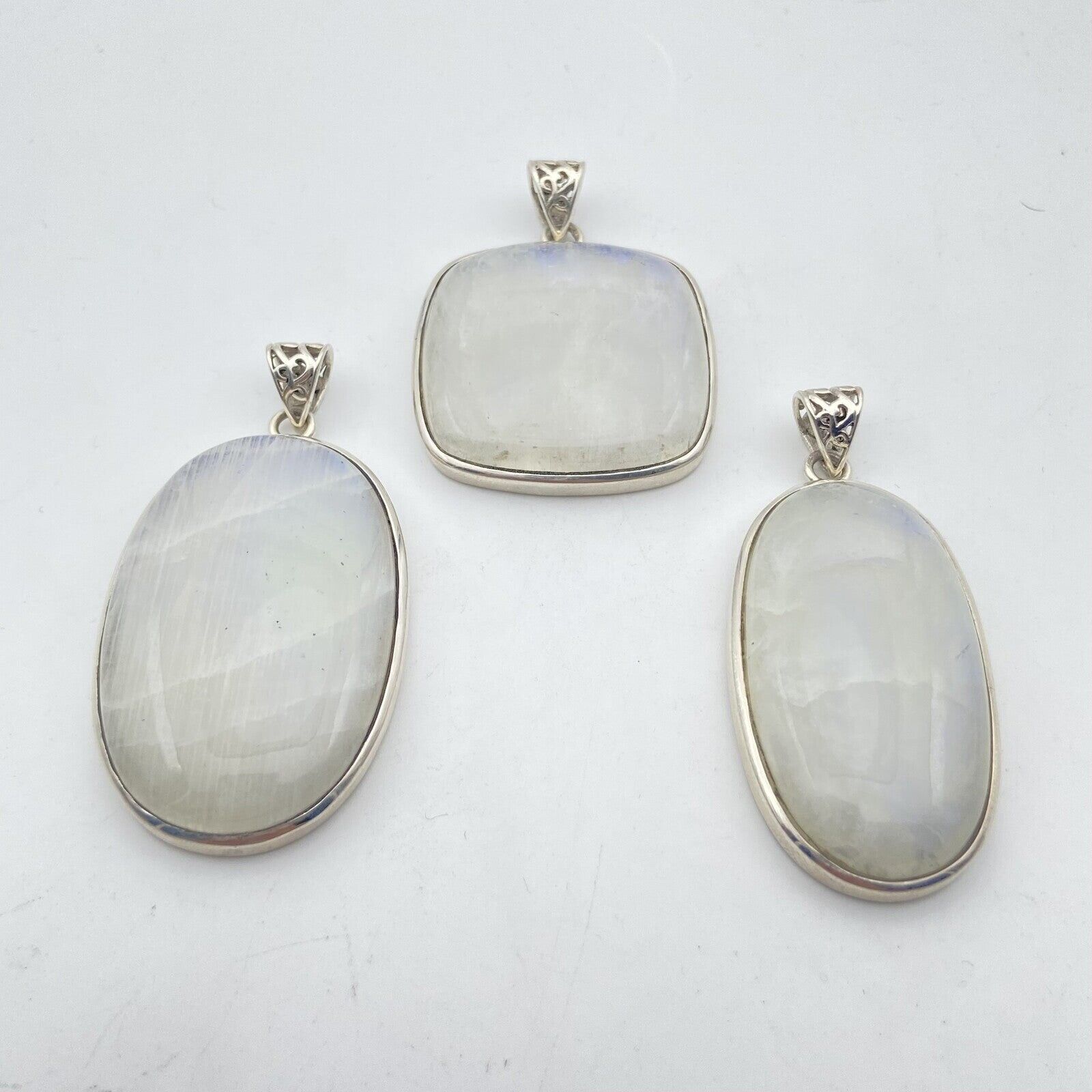 Set of 3 Silver Pendants - White Labradorite #1