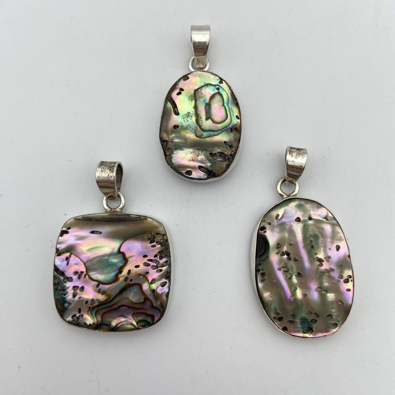 Set of 3 Silver-Mother-of-Pearl Pendants #3
