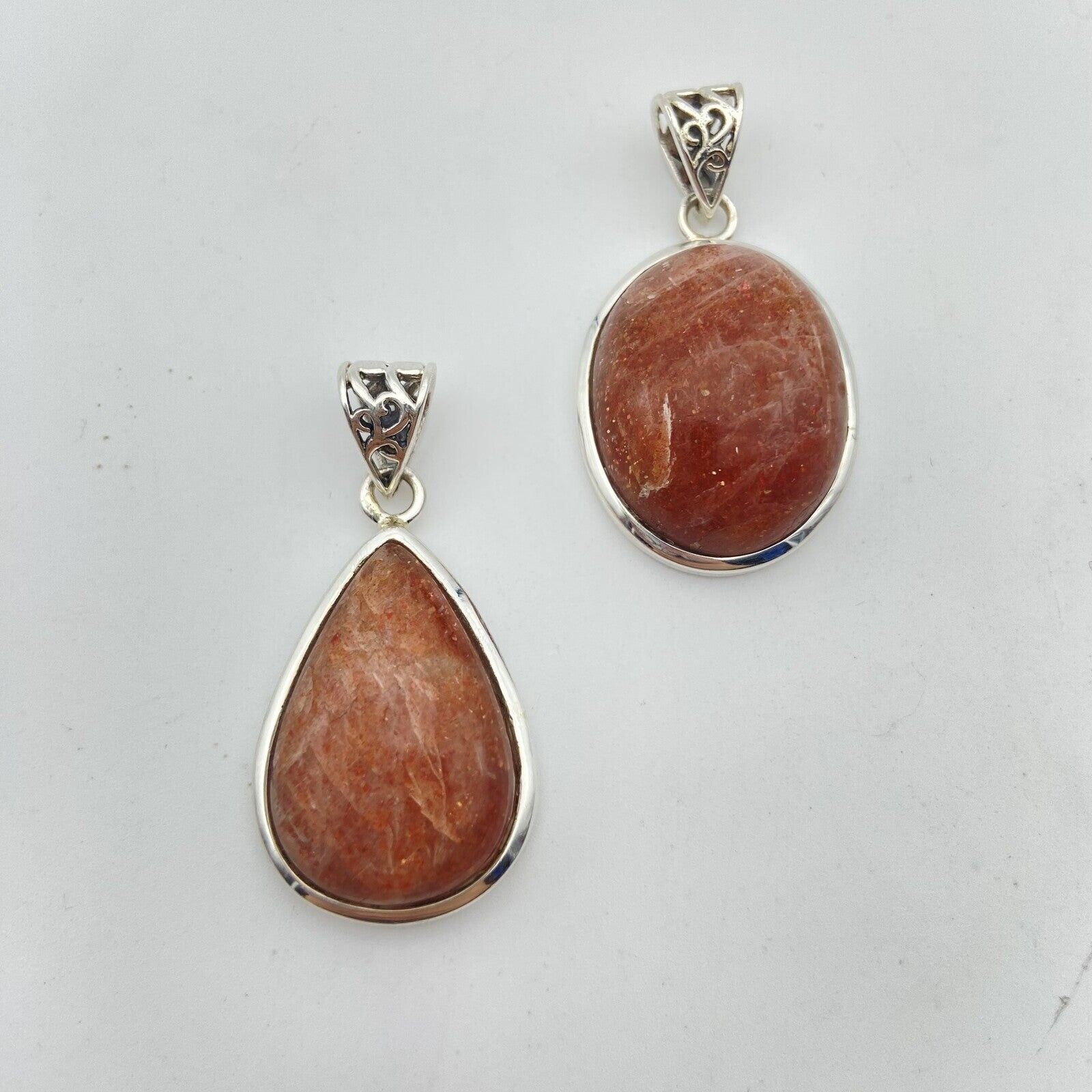 Lot de 2 Pendentifs Argent - Pierre de Soleil n°3