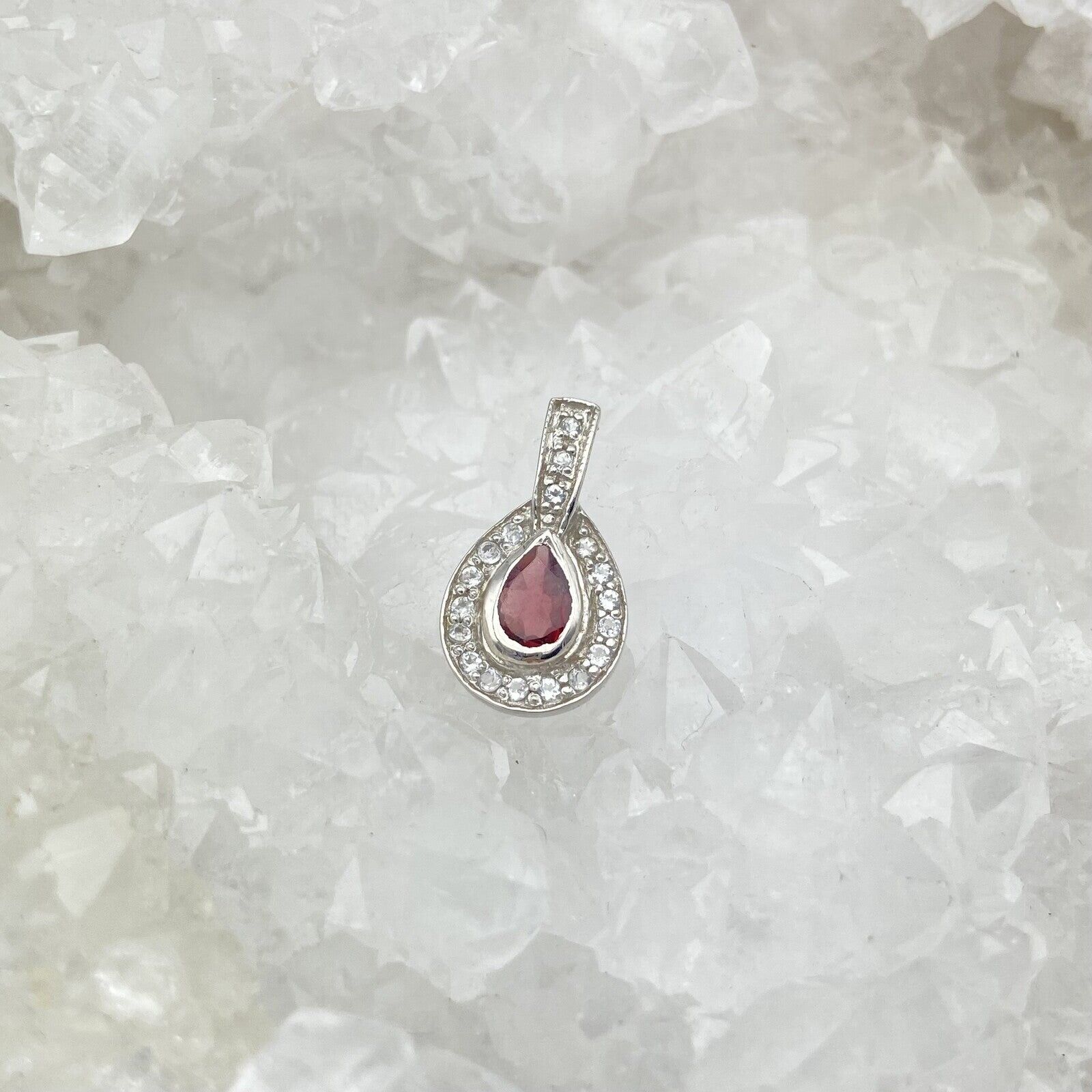 Silver Pendant - Pear-Shaped Garnet