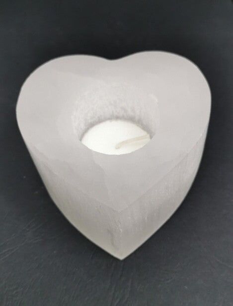 Selenite Heart Candle Holder