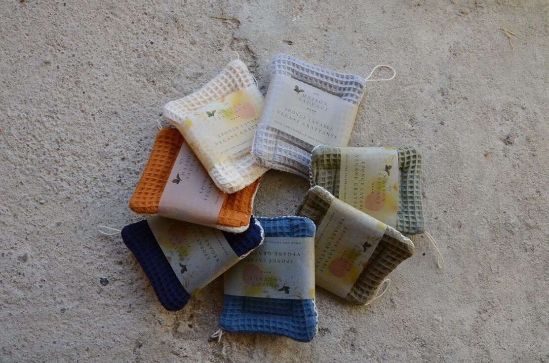 Spugna vegana, lavabile, abrasiva e biologica - assortimento di 9 colori