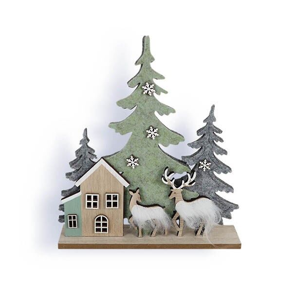 HIRSCHFIGUR MIT BAUMHAUS