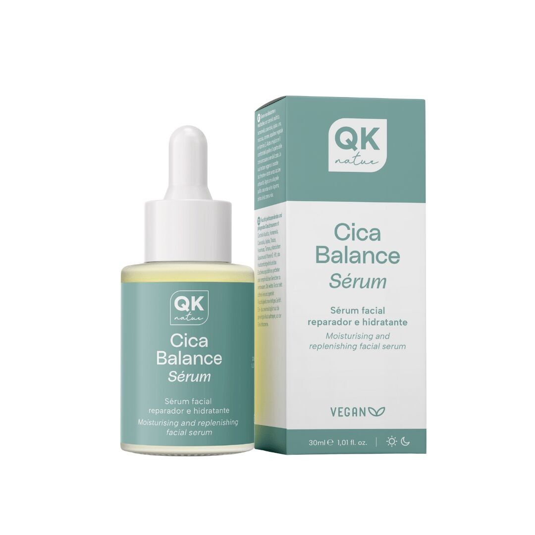QKnatur - Cica Balance Sérum Facial Reparador e Hidratante con Centella Asiática, Hamamelis y Caléndula | Con Escualano Vegetal y Vitamina E | Para Piel Sensible, Reactiva o Deshidratada | 30 ml