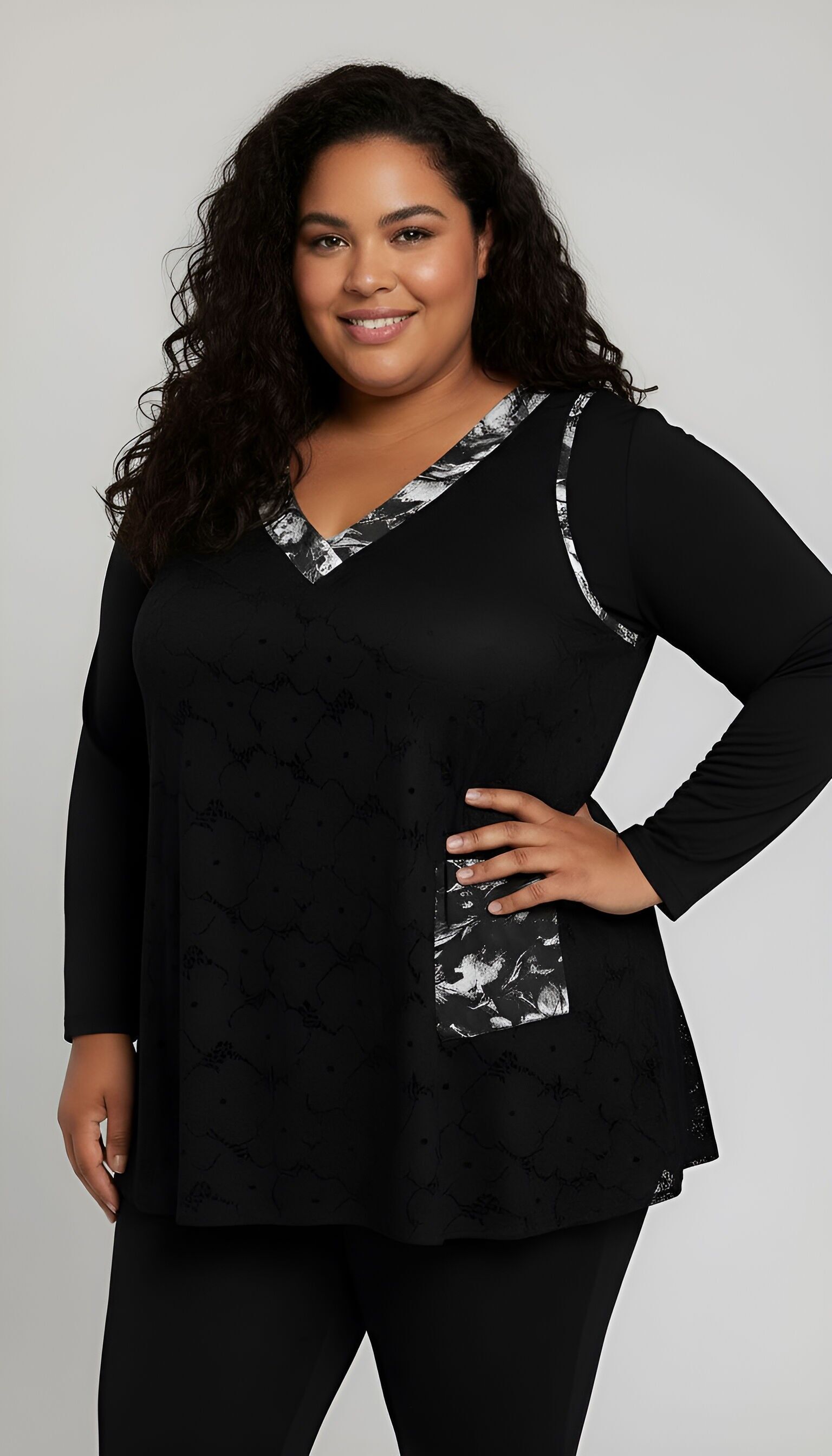 Ensemble sous pull + top dentelle blanc grande taille (A622)