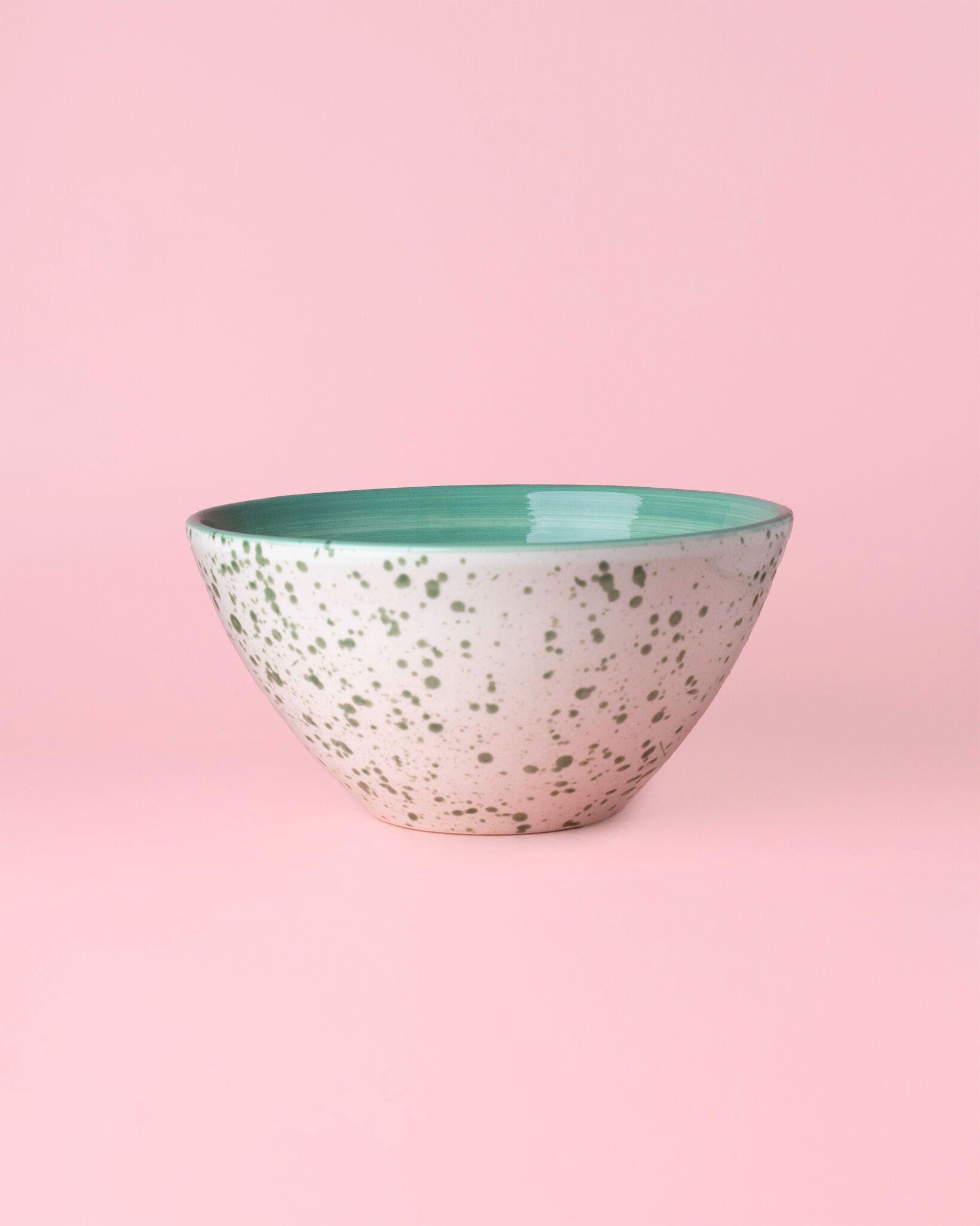 Insalatiera in ceramica - Ciotola da portata 21 cm / Puntini verdi - JADE