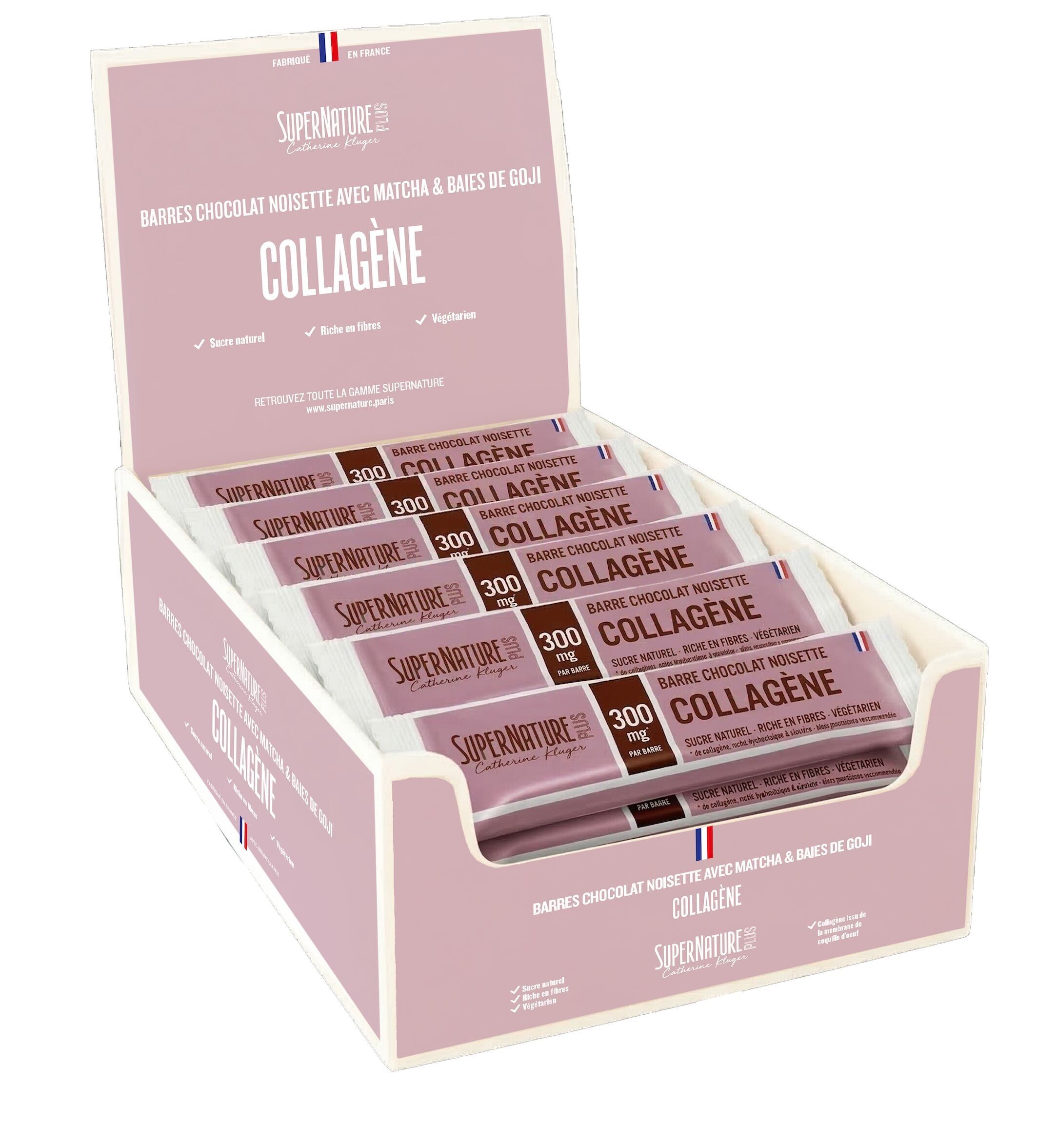 Präsentationsständer für 30 Collagen-Matcha-Schokoladenriegel