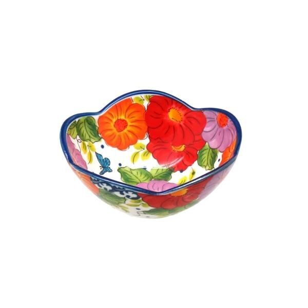 CIOTOLA IN CERAMICA ONDULATA CON FIORI