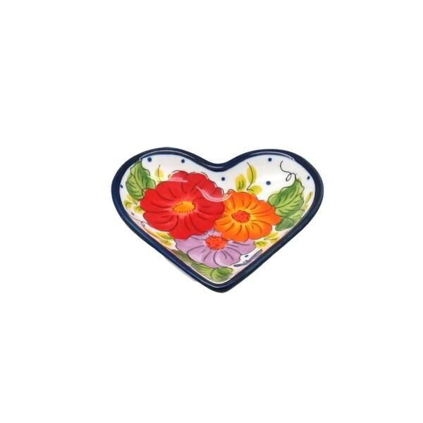 PIATTO IN CERAMICA CUORE CON FIORI