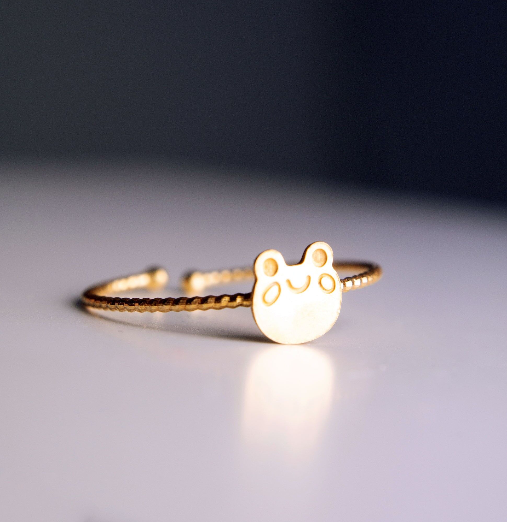 Anello regolabile per bambini con motivo a rana - prodotto in Francia