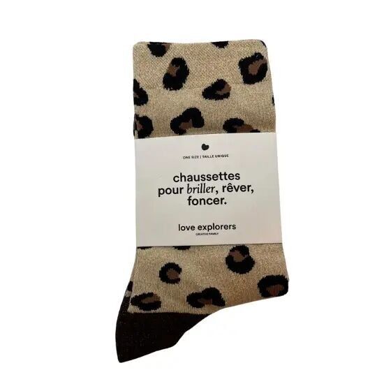 Chaussettes - Léopard écru/chocolat
