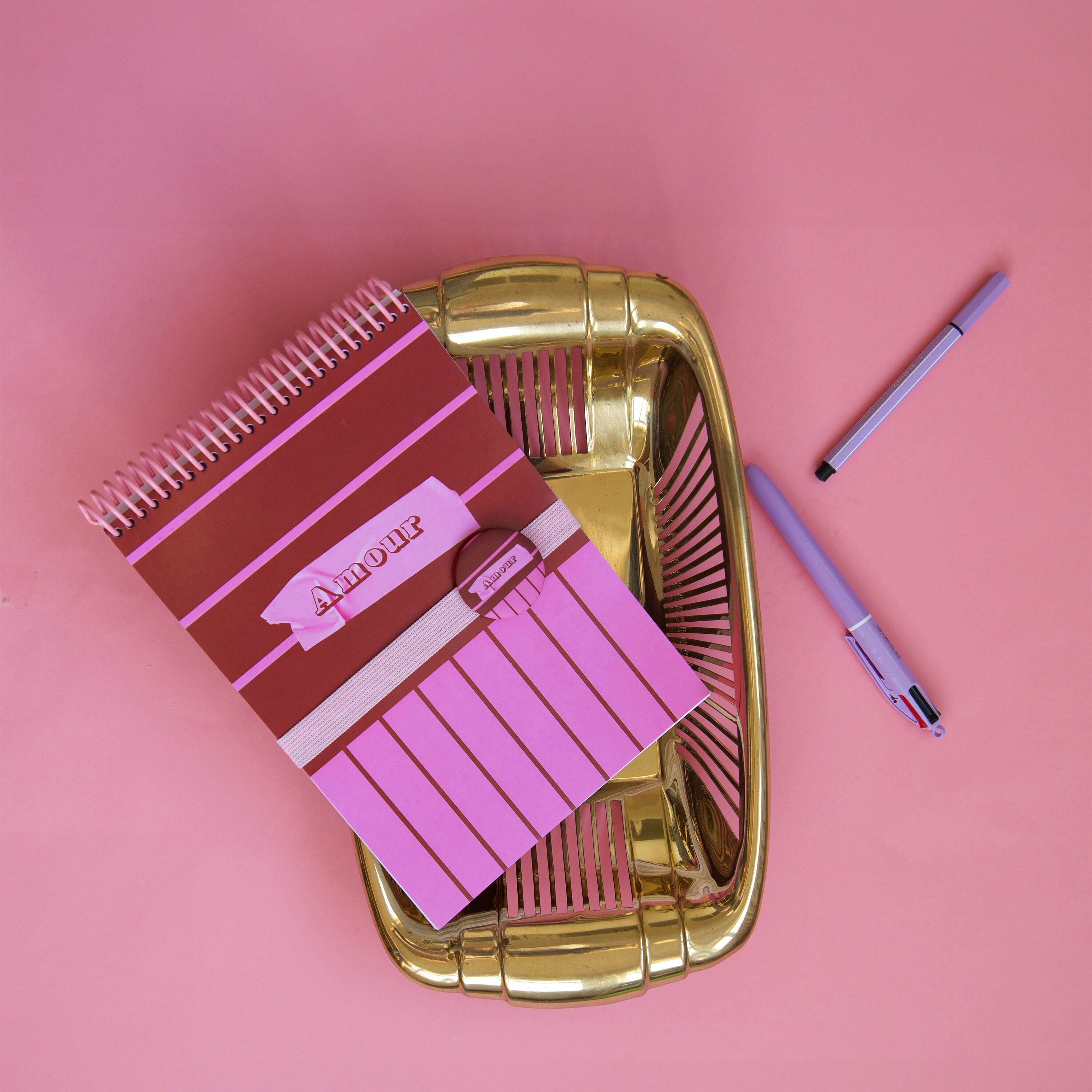 A5 “Love” Notebook – 75 pages – Made in France – Matching elastic band & badge – Mauvaises Graines