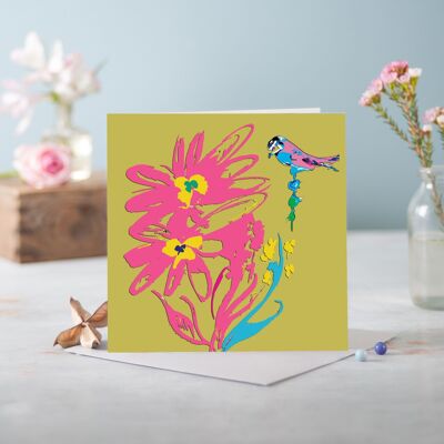 Flora Eosine Pink Greetings Card