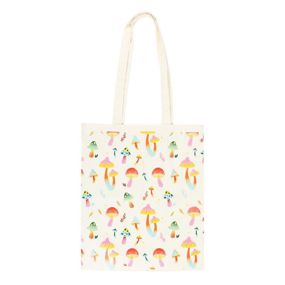Borsa tote in policotone con stampa di funghi Funky Fungi