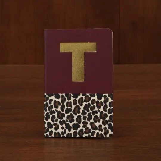 Carnet léopard T - violet aubergine