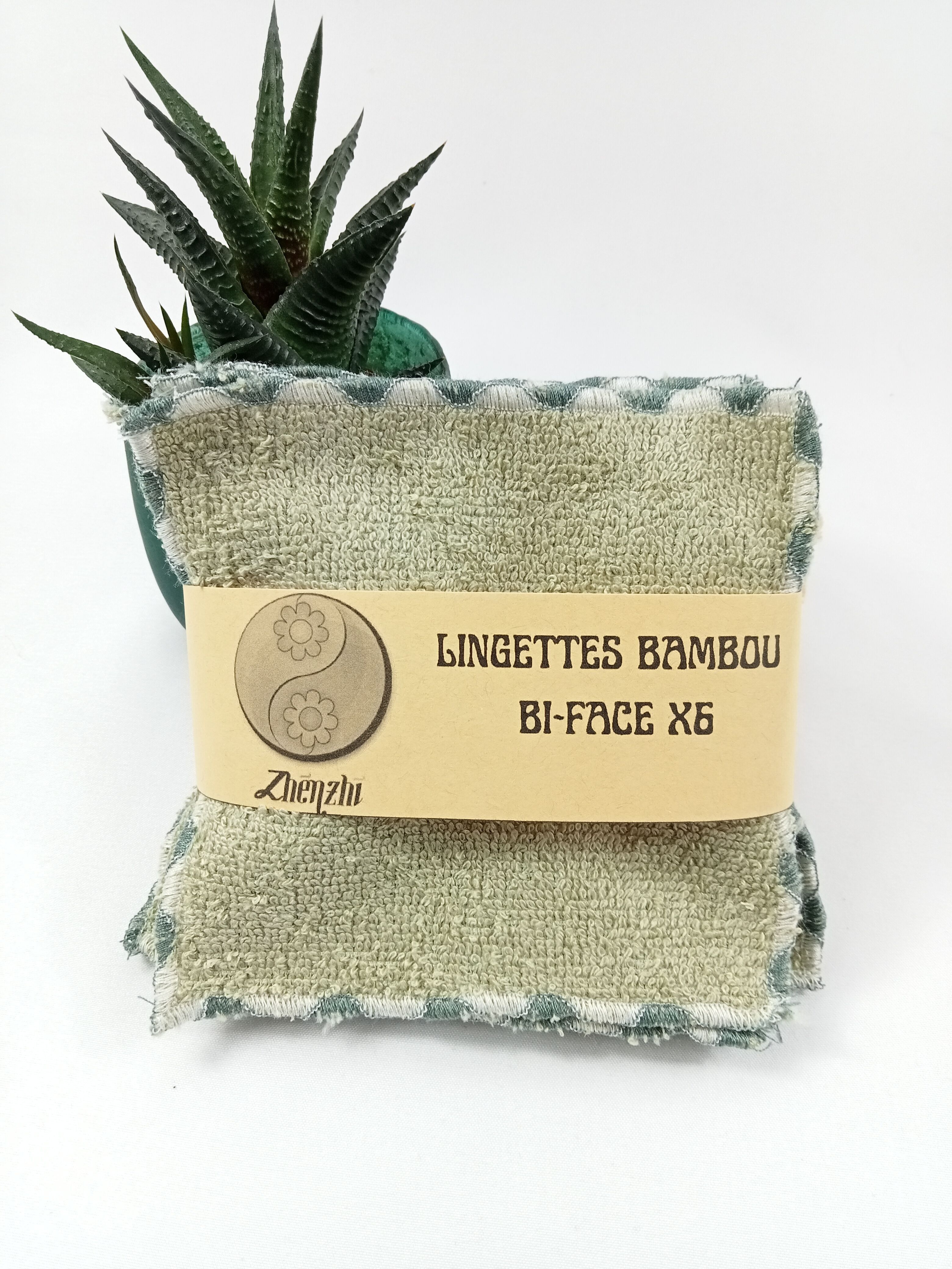 Lot de 6 lingettes démaquillantes en bambou bi-face