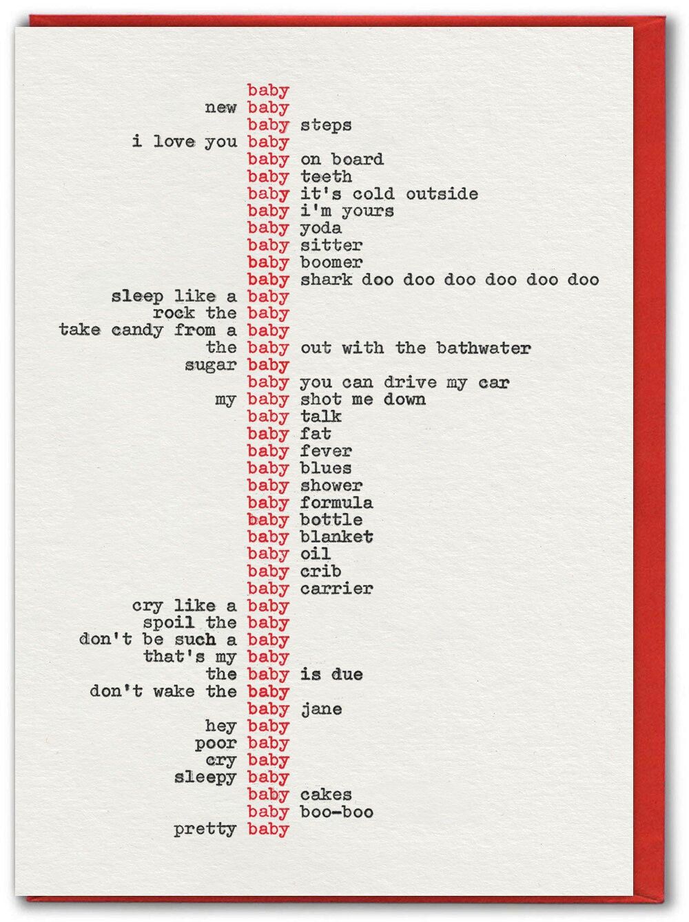 Divertente biglietto di auguri per la nascita di Hayden Kays