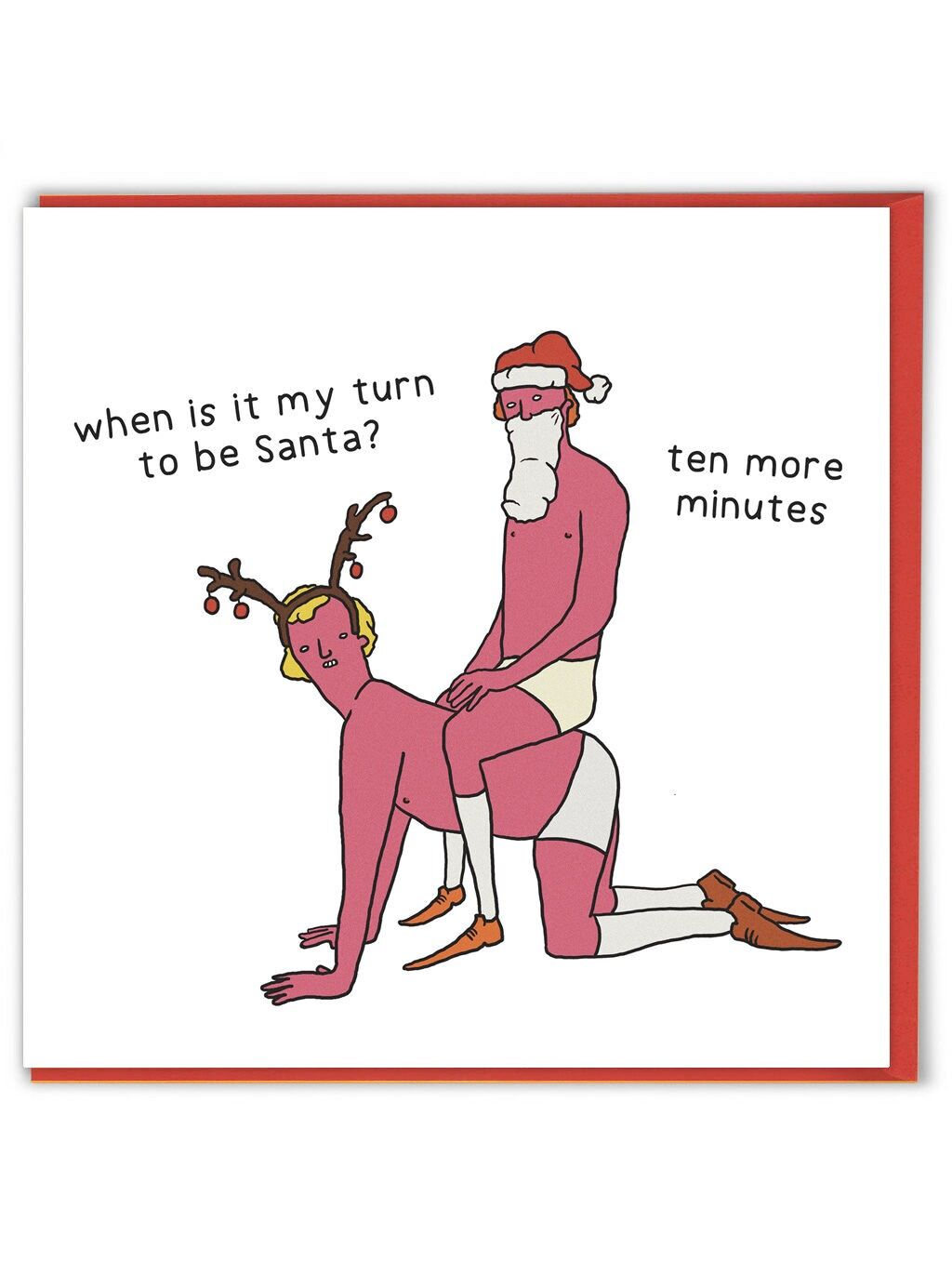 Divertente biglietto di auguri natalizio "Il mio turno" di Otherwhats