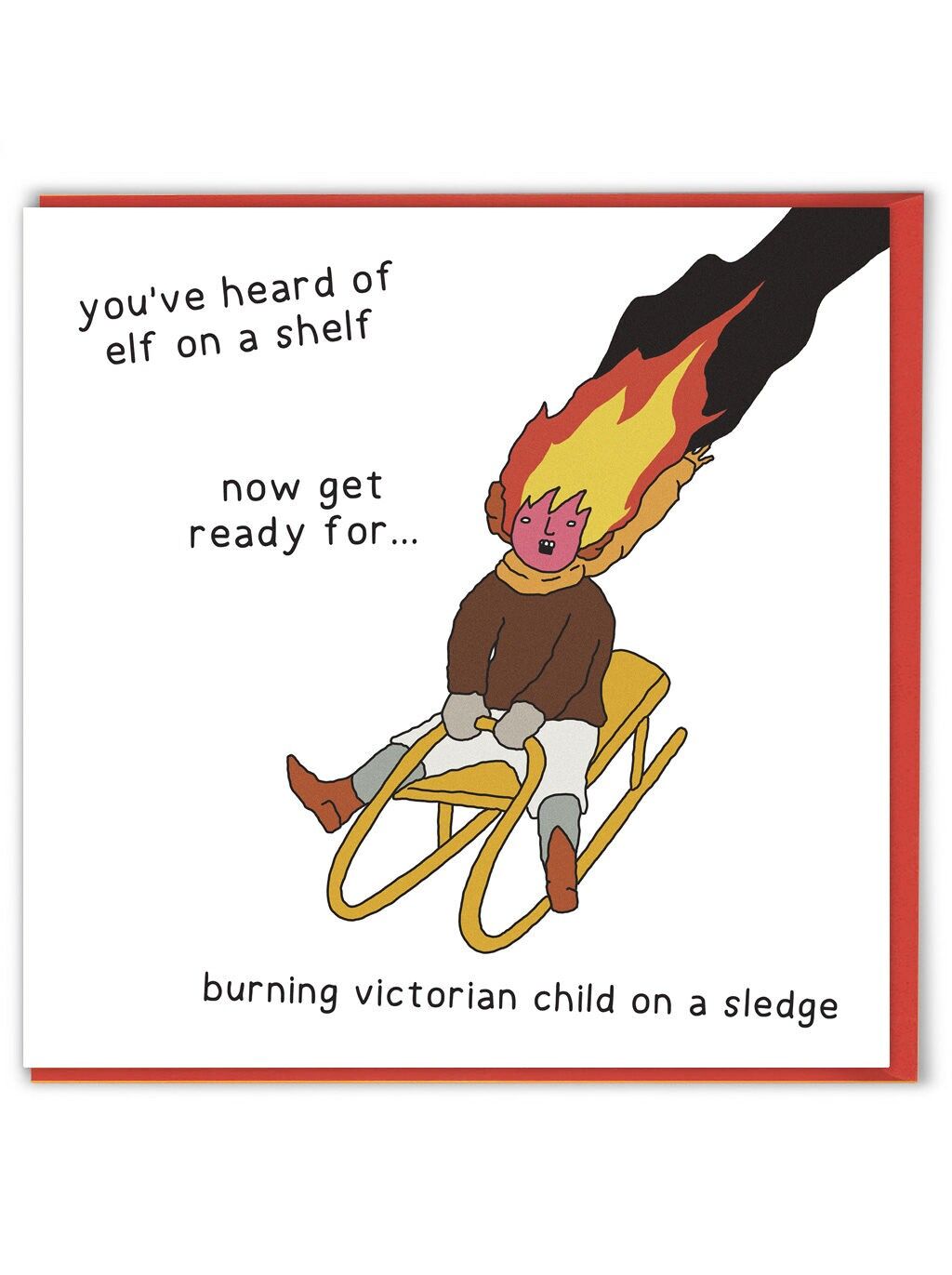Lustige Weihnachtskarte mit brennendem Kind von Otherwhats