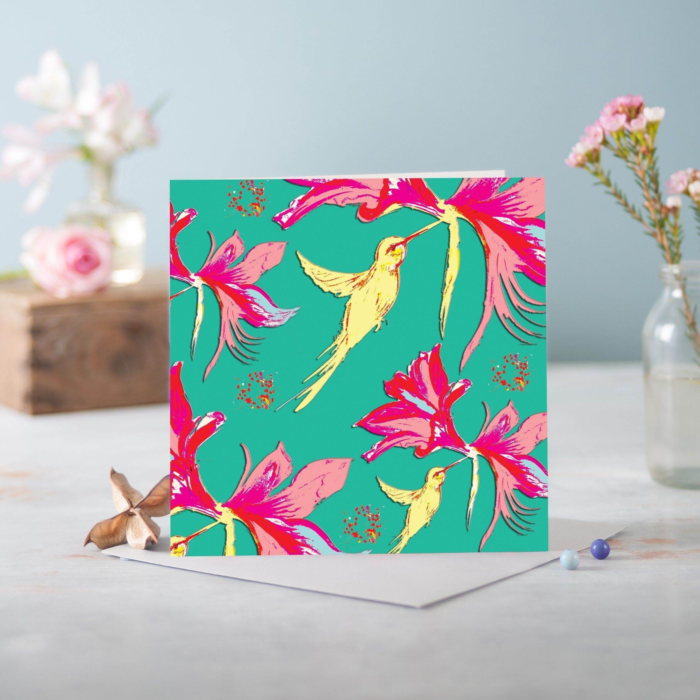 Flora Benzol-Grußkarte