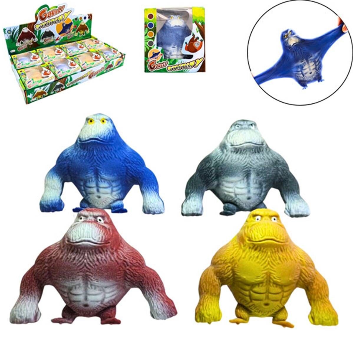 Gorilla antistress elastico 13 cm 4 colori assortiti