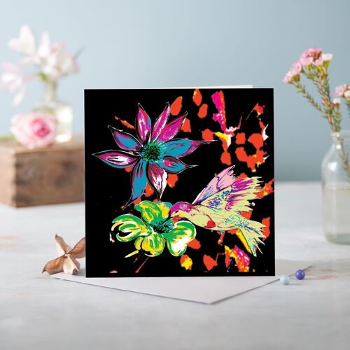 Flora Pompei Black Greetings Card