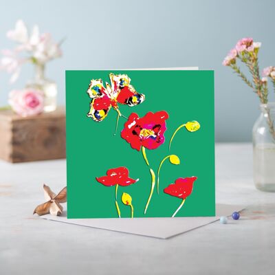 Flora Poppy Red Greetings Card