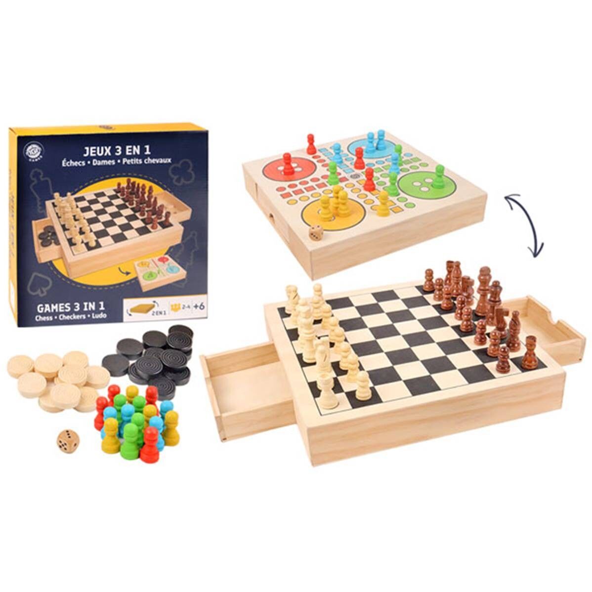 Scatola 3 Giochi in Legno