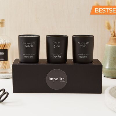 Scented candle trio gift set: Be bold, be you