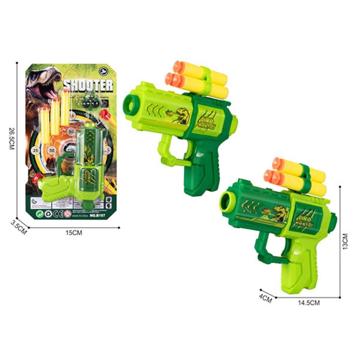 Confezione blister di pistole lancia dardi in schiuma 15 x 26,5 cm