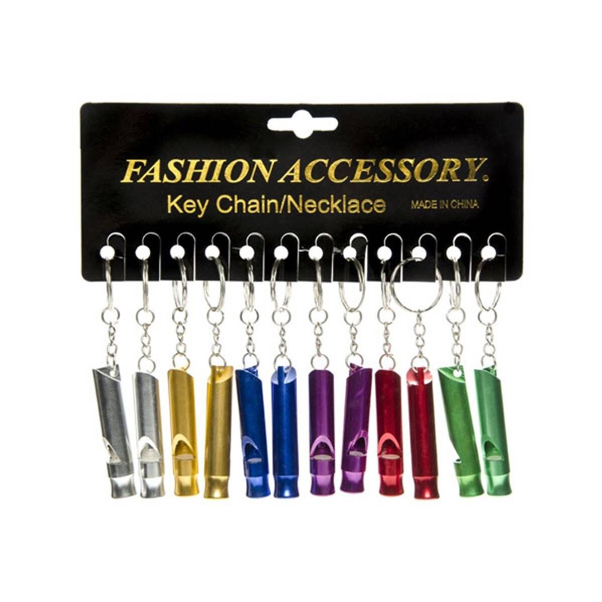 Portachiavi con fischietto lungo in metallo