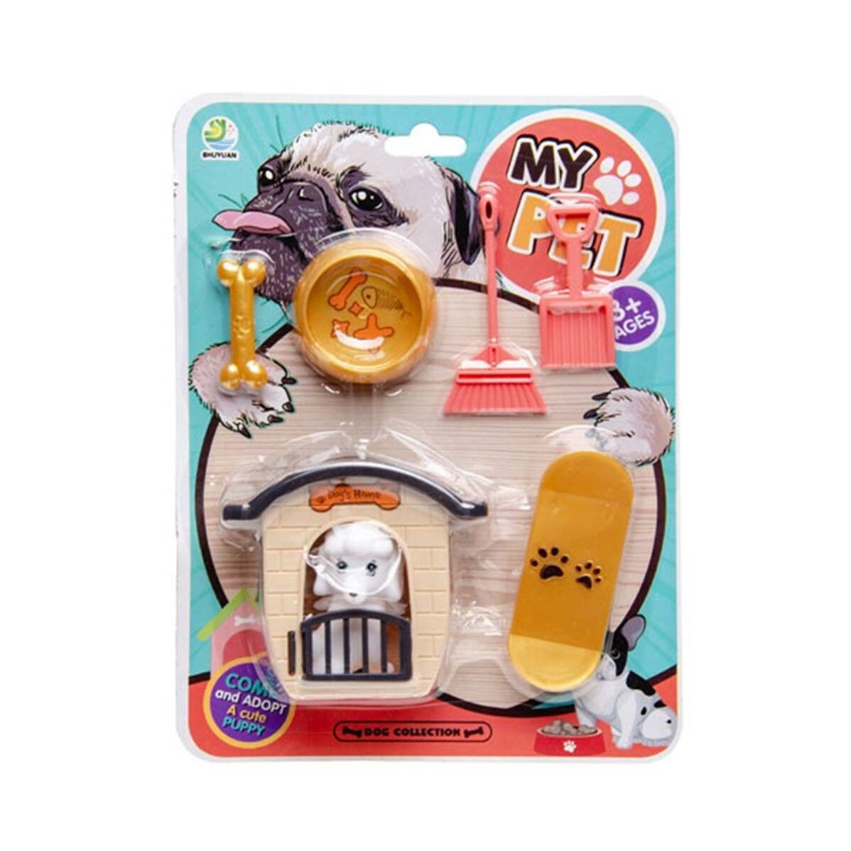 Confezione blister per cani in gabbia con accessori