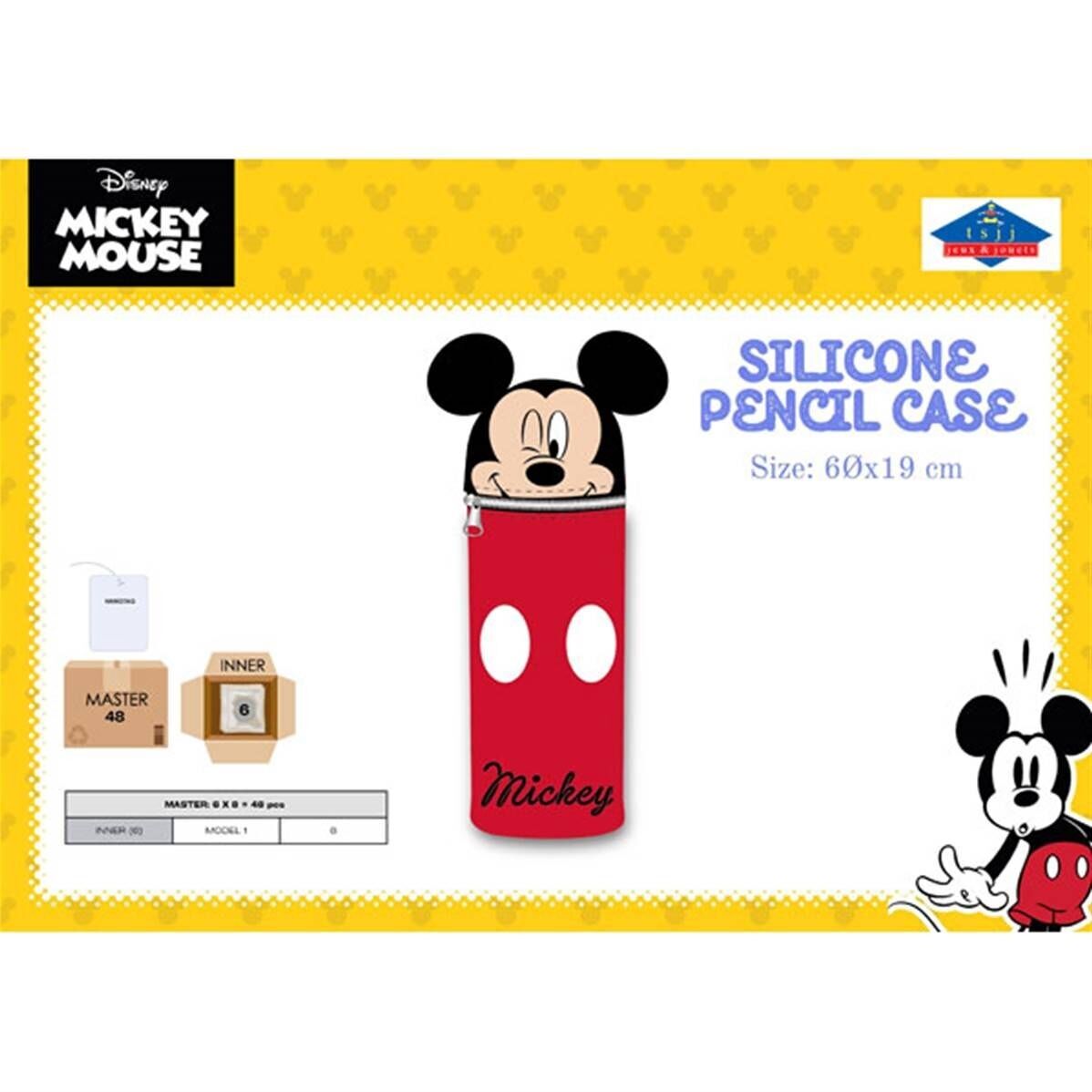 Silikon-Federmäppchen mit Mickey-Mouse-Motiv, 6 x 19 cm