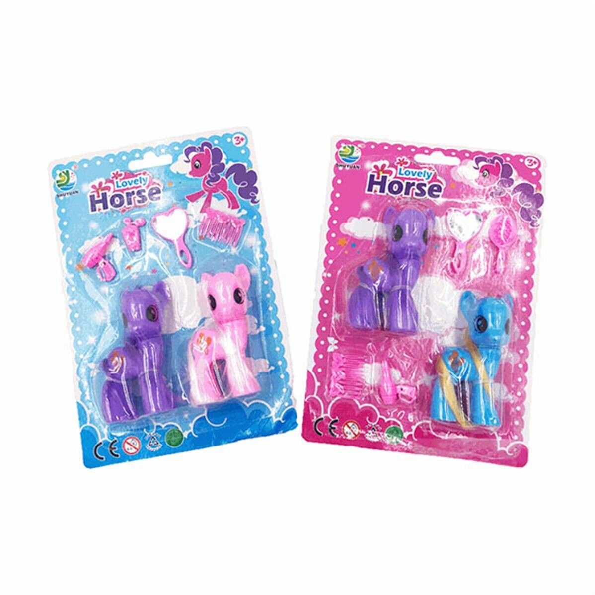 Confezione blister da 2 pony e accessori per capelli, 38 x 21 cm