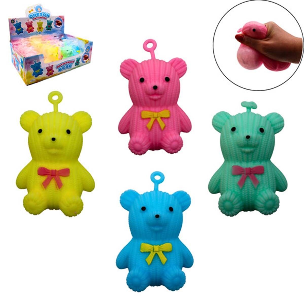 Anti-Stress-Bär aus PVA, 10 cm, 4 verschiedene Farben