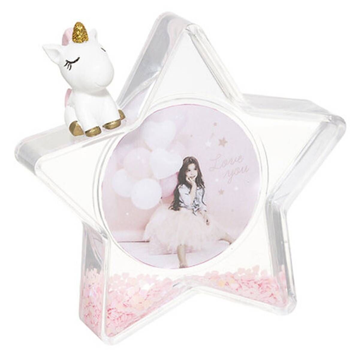 Einhorn-Fotorahmen aus Kunststoff und Wasser