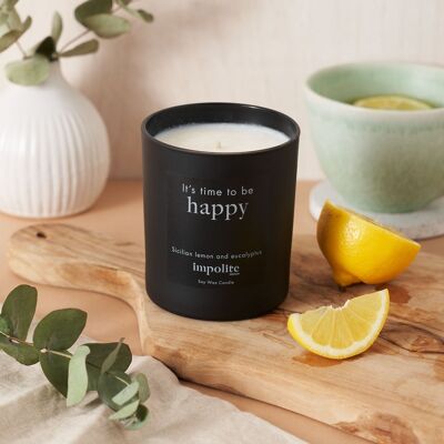 It's time to be happy - Sicilian lemon and eucalyptus scented candle - Large