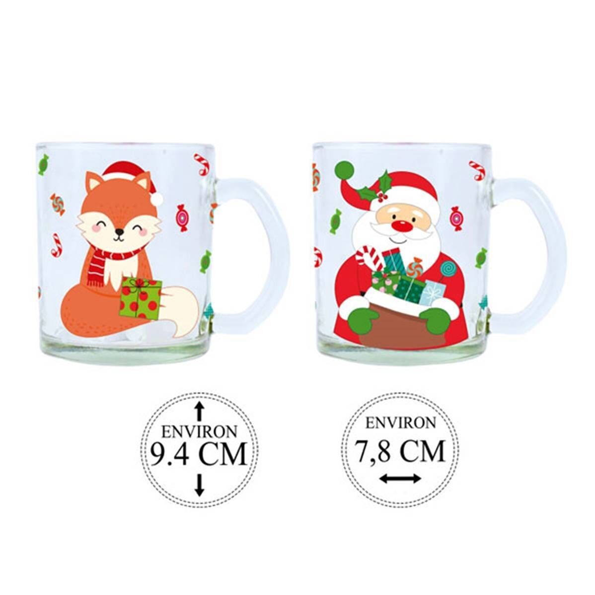 Fuchs- und Weihnachtsmann-Tassen, 2er-Set
