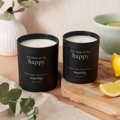 It's time to be happy - Sicilian lemon and eucalyptus scented candle - Medium