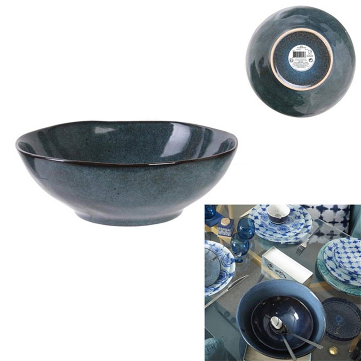 Schüssel 80cl D19.5 cm H7 cm Blau "Gres du Temps"