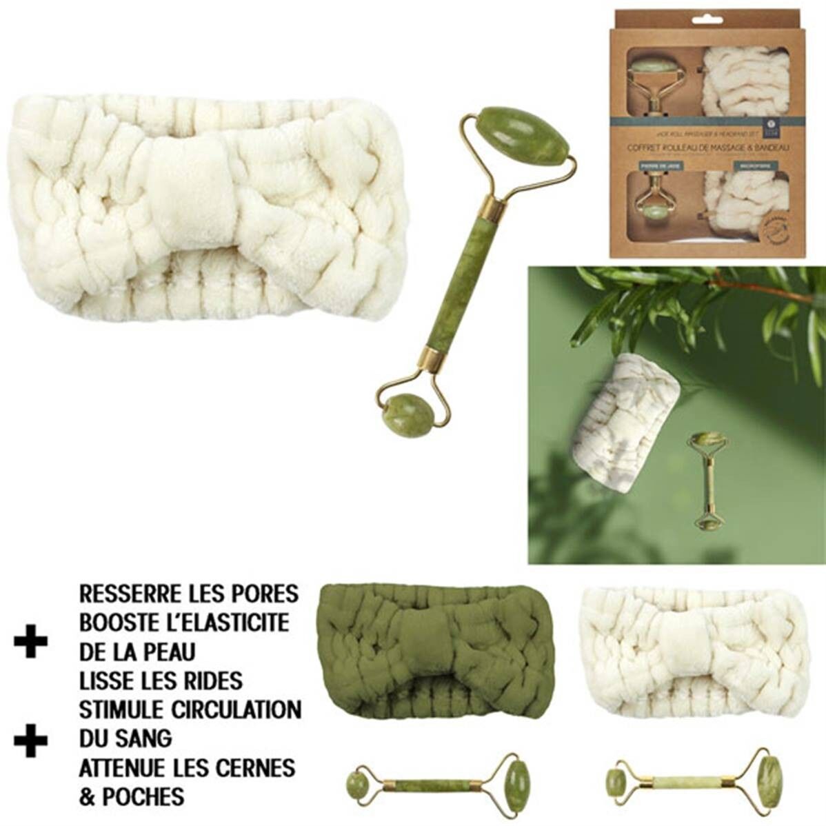 Jade-Massagegerät und Stirnband-Geschenkset