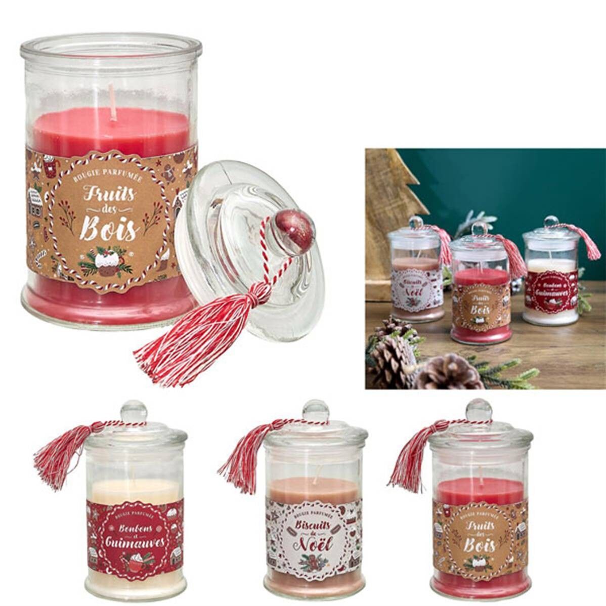 Vela aromática con aroma a tarro de caramelos navideños de jengibre