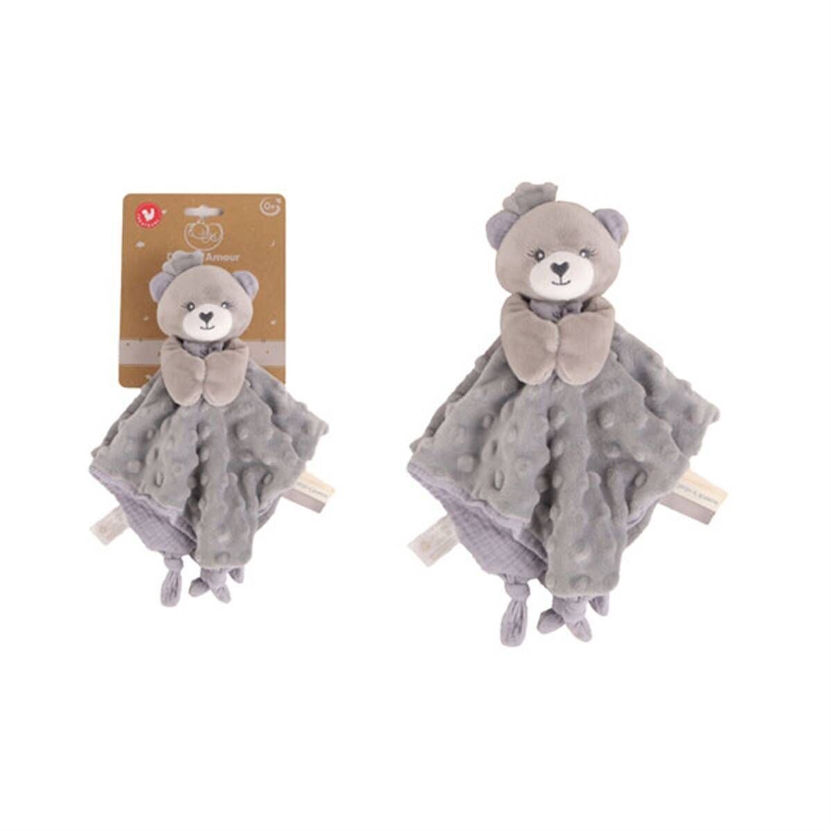 Tarjeta de peluche cuadrada de oso gris