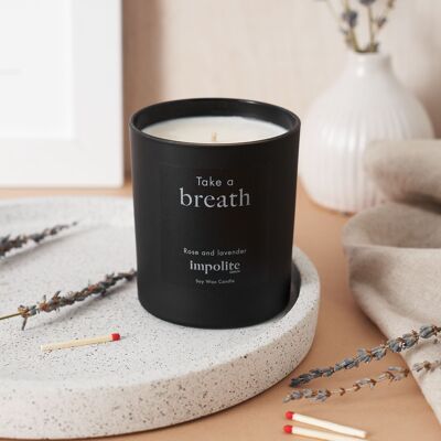 Take a breath - Rose and lavender scented candle - Large