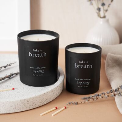 Take a breath - Rose and lavender scented candle - Medium
