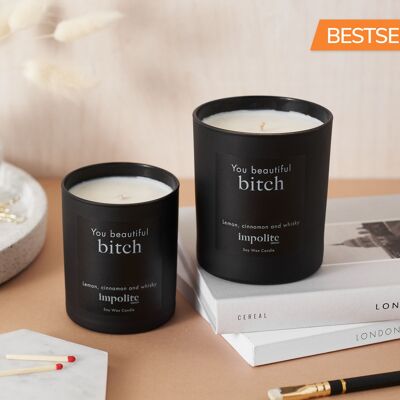 You beautiful bitch - Lemon, cinnamon and whisky scented candle - Medium
