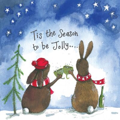Tis the Season Rabbit Christmas Card Pack (Pack of 5 Cards)