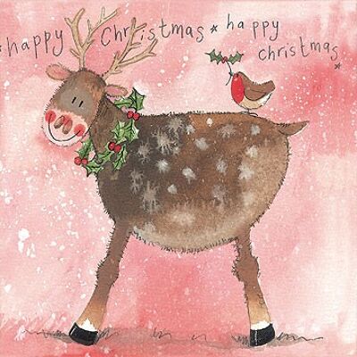 Happy Christmas Reindeer Christmas Card Pack (Pack of 5 cards)