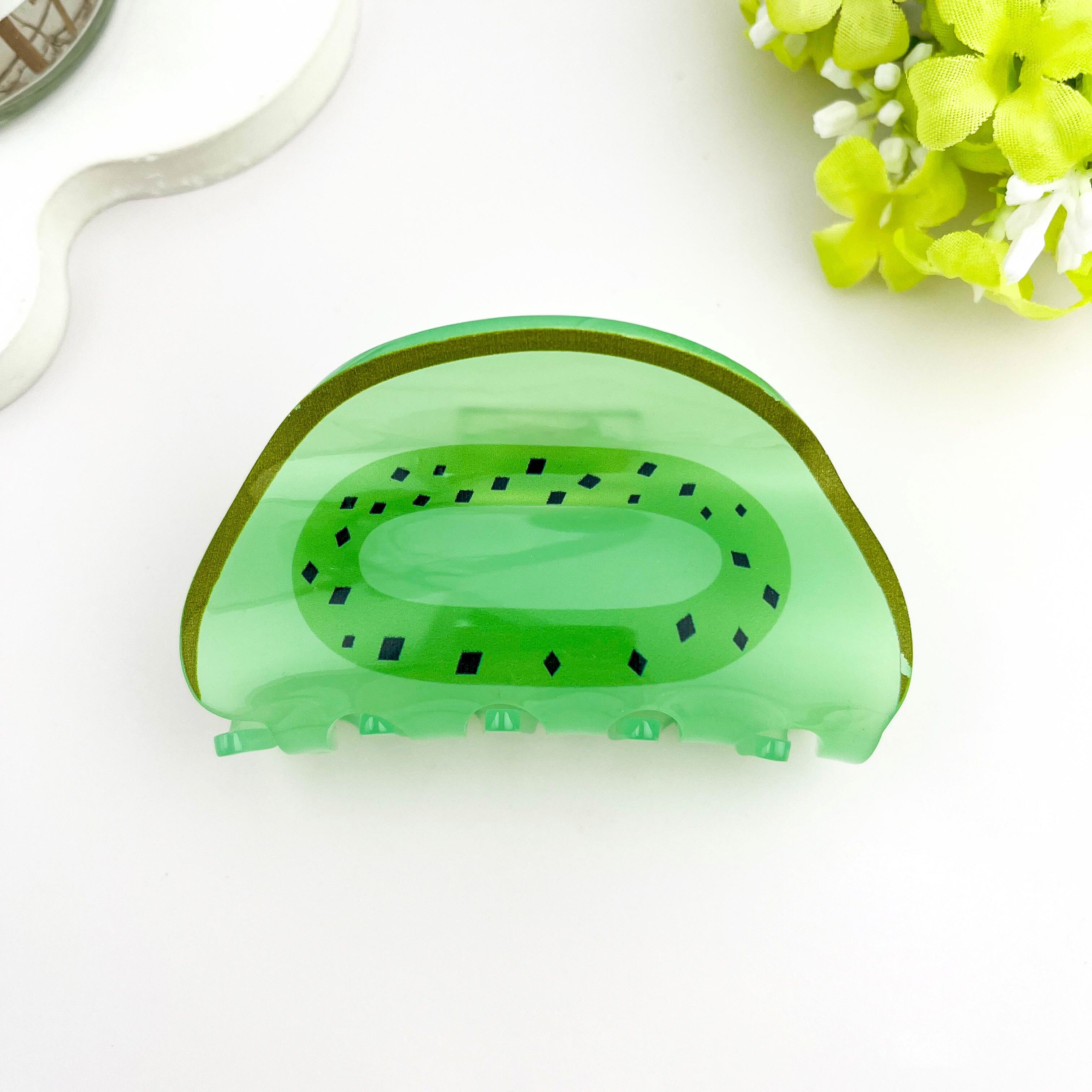 Haarspange aus Acetat mit Kiwi-Frucht-Print