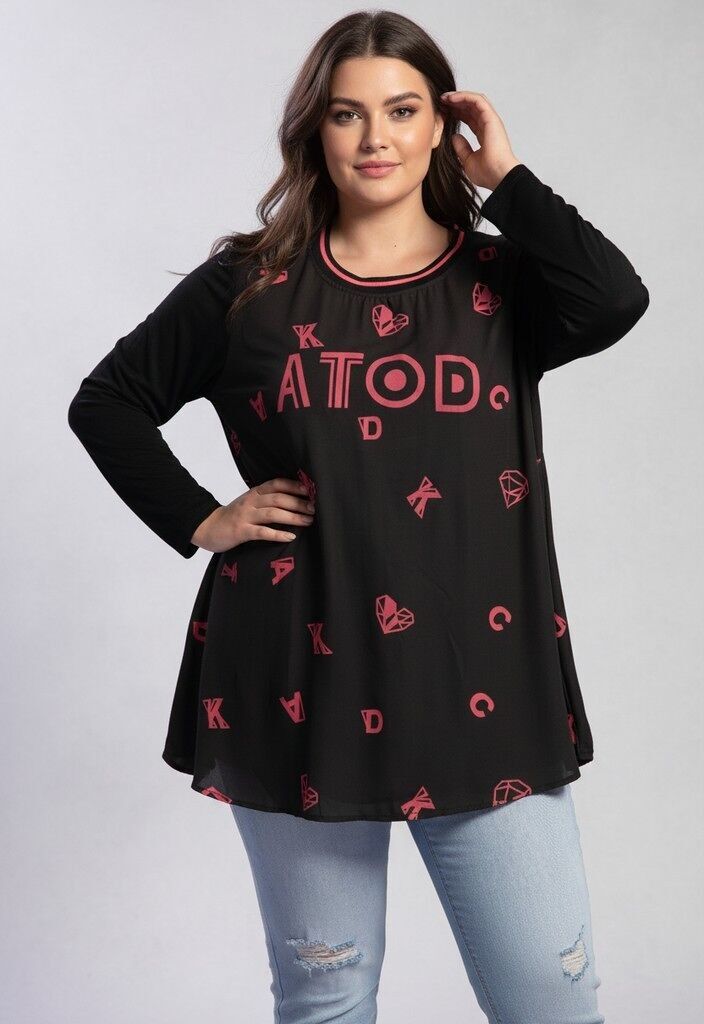 Tunique grande taille avec imprimé rouge (A912)